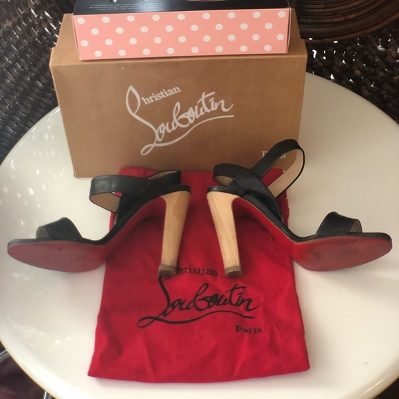 SOLD Christian Louboutin ETRI Wood Sandals Authen - Picture 9 of 16